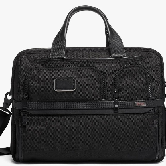 Tumi Black Alpha Medium Expandable Briefcase 15